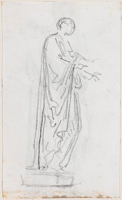 Estátua de uma Mulher Romana (Divindade Feminina?) Vista de Lado [verso] de Hubert Robert