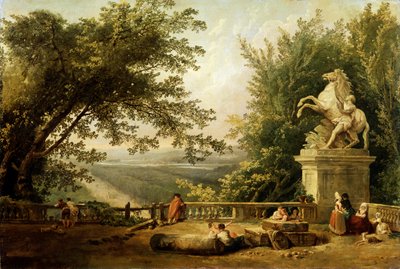 Ruína do terraço em um parque, c1780. de Hubert Robert