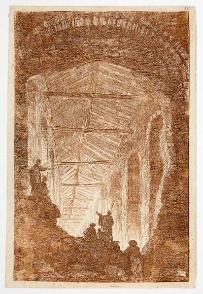 A Galeria de Antiguidades, prato dez de Les Soirées de Rome de Hubert Robert