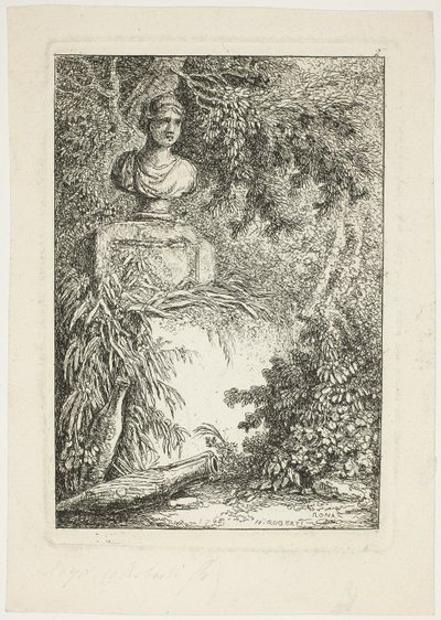 O busto, prato dois de Noites em Roma de Hubert Robert