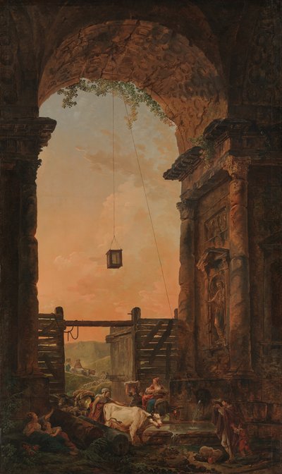 O Retorno do Gado, c. 1773-75. de Hubert Robert