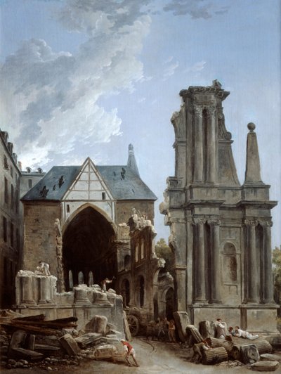 A demolição da Igreja dos Feuillants, 1805 de Hubert Robert