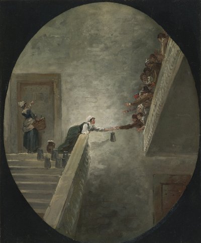 A distribuição de leite na prisão de Saint-Lazare, ca 1794 de Hubert Robert