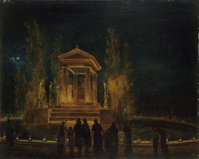 O mausoléu temporário de Jean-Jacques Rousseau, ca 1794. de Hubert Robert