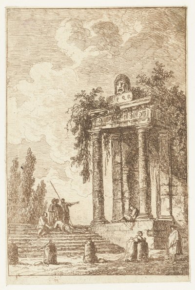 Escadas com os quatro postos de fronteira
Les Soireés de Rome (título da série)
Rostos romanos` (título da série) de Hubert Robert