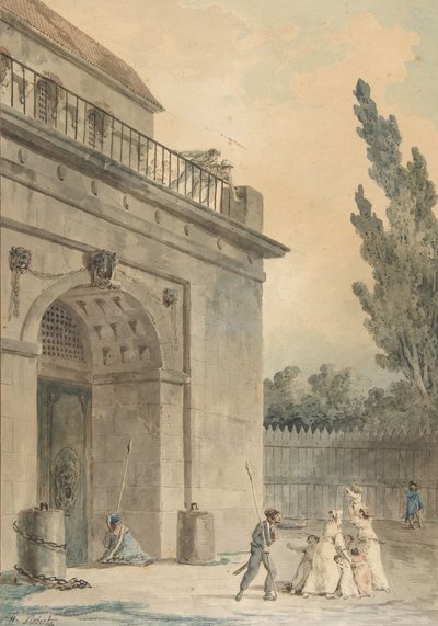 Visitantes saindo de uma prisão, 1794-95. de Hubert Robert
