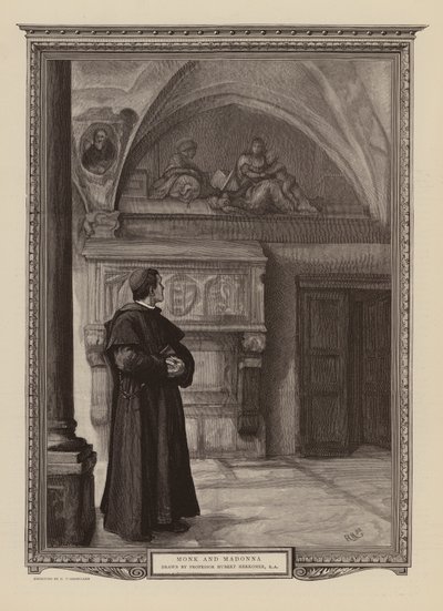 Monge e Madona (gravura) de Hubert von (after) Herkomer