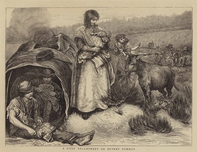 Um acampamento cigano em Putney Common de Hubert von Herkomer