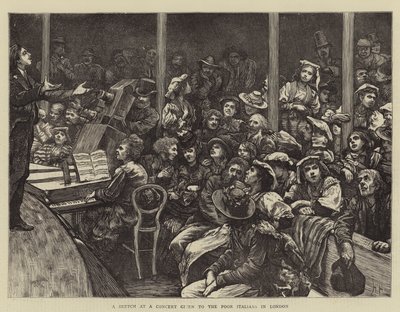 Um esboço de um concerto dado aos pobres italianos em Londres de Hubert von Herkomer