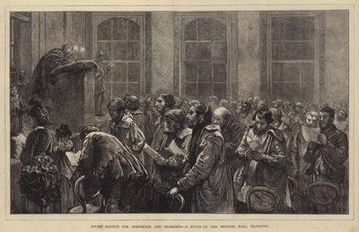 Serviço Divino para pastores e pastores, um estudo no Berners Hall, Islington de Hubert von Herkomer