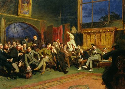 Noite no estúdio com meus alunos, 1886 de Hubert von Herkomer
