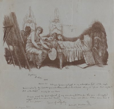 Convite para um jantar beneficente de Hubert von Herkomer para Thomas Agnew, 1877-78. de Hubert von Herkomer