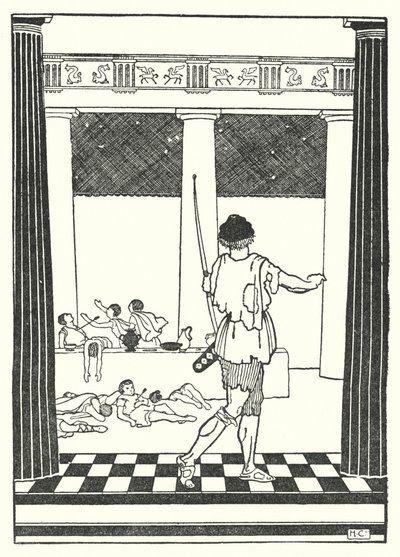 Odisseu mata os pretendentes de Penélope (litografia) de Hugh Chesterman