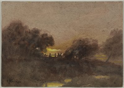 Paisagem com portão ao pôr do sol de Hugh Huntington Howard