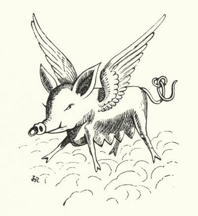 Porco voador (litho) de Hugh Rowley