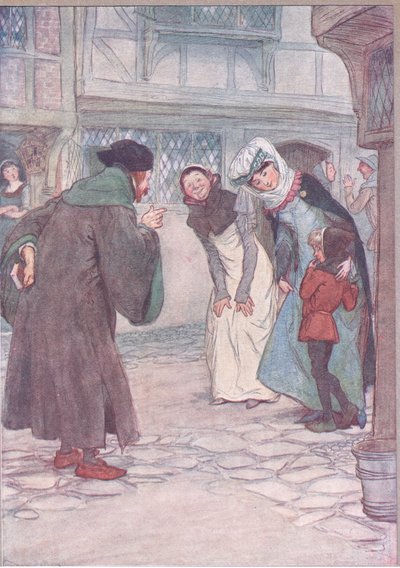 Vamos lá sirrah-responda ao seu mestre, não tenha medo, ilustração de The Merry Wives of Windsor, 1910 de Hugh Thomson