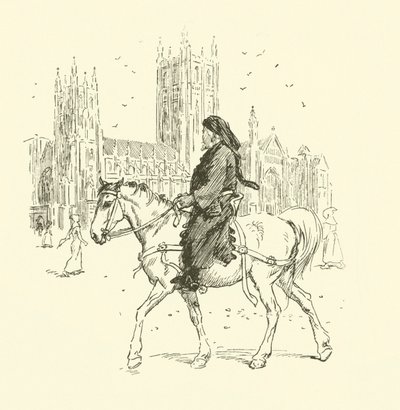 Geoffrey Chaucer a cavalo (litho) de Hugh Thomson