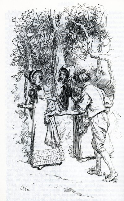 "Harriet, atacada por ciganos" (ilustração) de Hugh Thomson