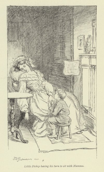 Ilustração para Amos Barton de George Eliot de Hugh Thomson