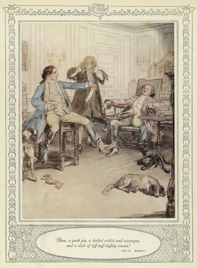 Ilustração para Goldsmith&39;s Stoops to Conquer de Hugh Thomson