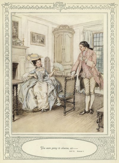 Ilustração para Goldsmith&39;s Stoops to Conquer de Hugh Thomson