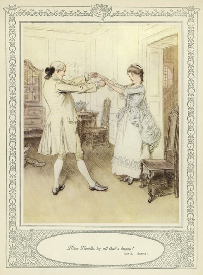 Ilustração para Goldsmith&39;s Stoops to Conquer de Hugh Thomson