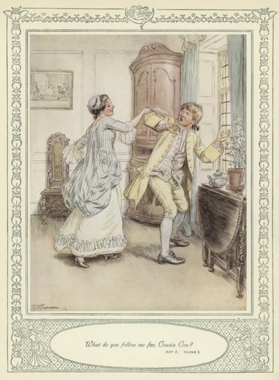 Ilustração para Goldsmith&39;s Stoops to Conquer de Hugh Thomson