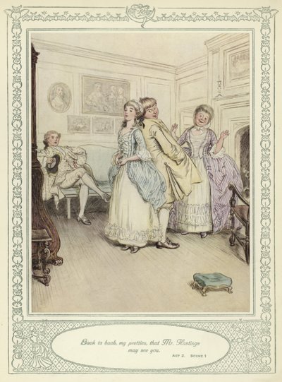 Ilustração para Goldsmith&39;s Stoops to Conquer de Hugh Thomson