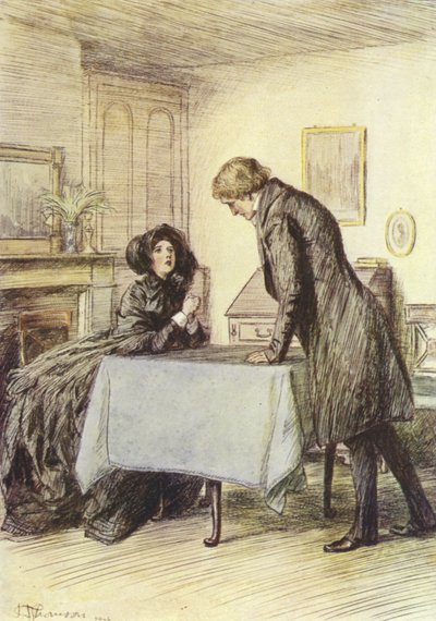 Ilustração para Janets Arrependimento por George Eliot de Hugh Thomson