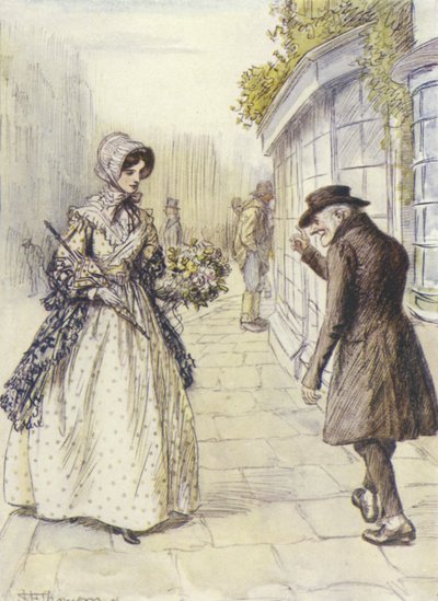 Ilustração para Janets Arrependimento por George Eliot de Hugh Thomson