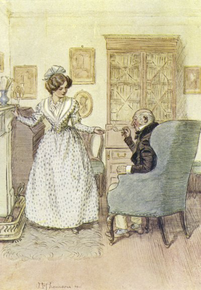 Ilustração para Janets Arrependimento por George Eliot de Hugh Thomson