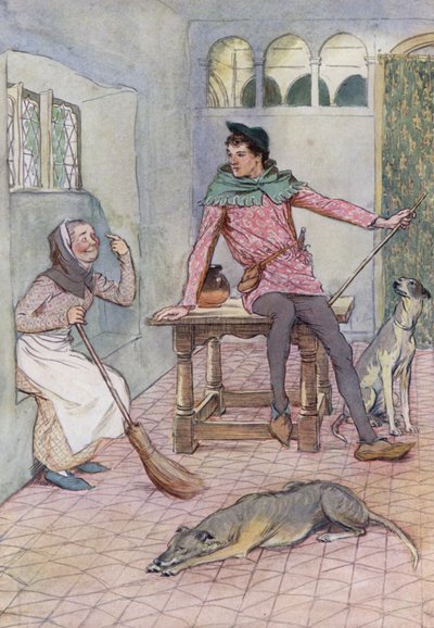 Ilustração para The Merry Wives of Windsor (cor litho) de Hugh Thomson