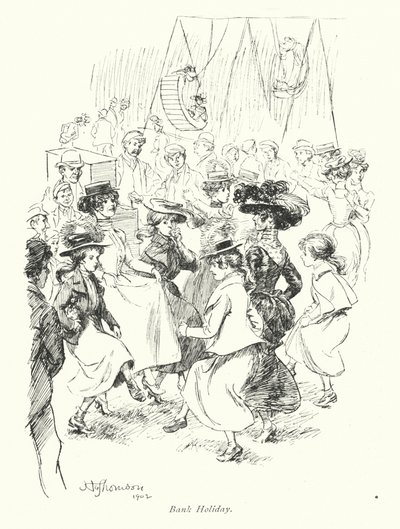 Londres: Feriado bancário (litografia a cores) de Hugh Thomson