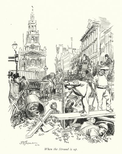 Londres: Quando a Strand está a subir (litografia a cores) de Hugh Thomson