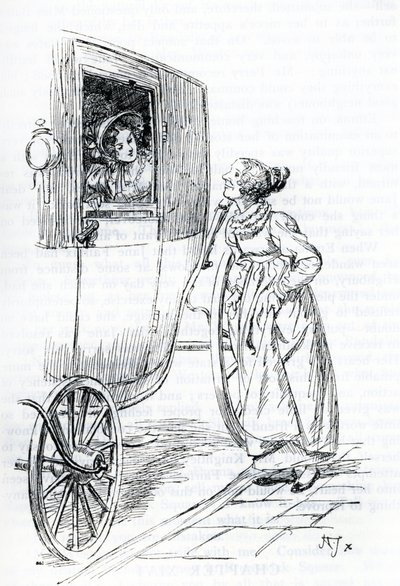 "Miss Bates e Emma" (ilustração) de Hugh Thomson