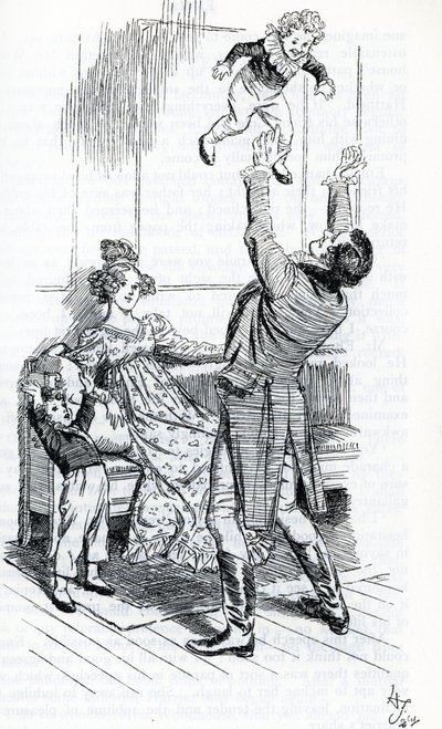 "Sr. Knightley a brincar com os seus filhos" de Hugh Thomson