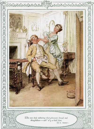 A peça de Oliver Goldsmith "She Stoops to Conque". de Hugh Thomson