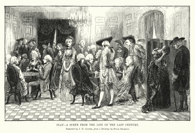Peça de teatro, Uma cena da vida do século passado (litografia) de Hugh Thomson