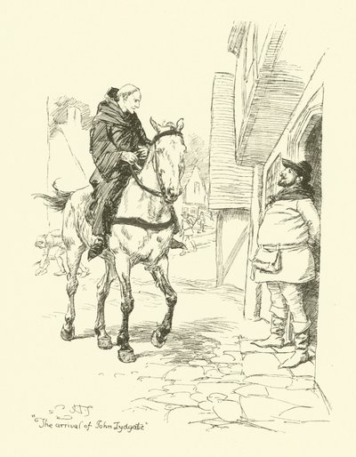 A chegada de John Lydgate (litho) de Hugh Thomson