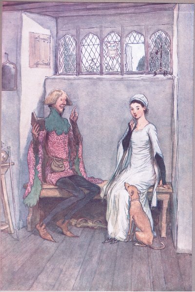 O livro de enigmas, ilustração de "As Feliz Esposas de Windsor". de Hugh Thomson