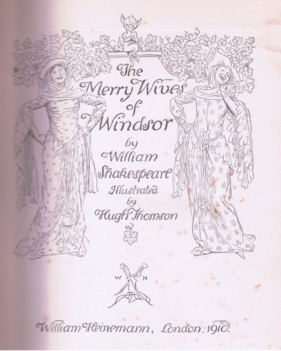 Design de página de título, ilustração de The Merry Wives of Windsor, 1910 de Hugh Thomson
