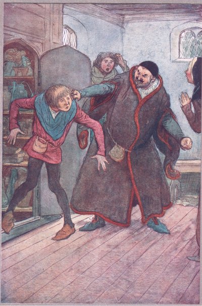 Vilão! Larron! (Puxando simples para fora), ilustração de The Merry Wives of Windsor, 1910 de Hugh Thomson