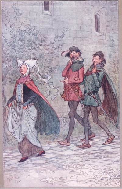 Quando a Sra. Bridget perdeu o controle de seu leque, ilustração de The Merry Wives of Windsor, 1910 de Hugh Thomson
