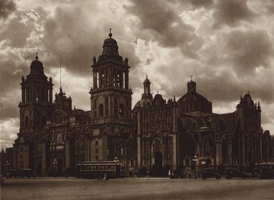 México: Capital Mejico, La catedral (fotografia a preto e branco) de Hugo Brehme