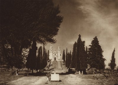 México: Cholula, Igreja de Guadalupe (fotografia a preto e branco) de Hugo Brehme