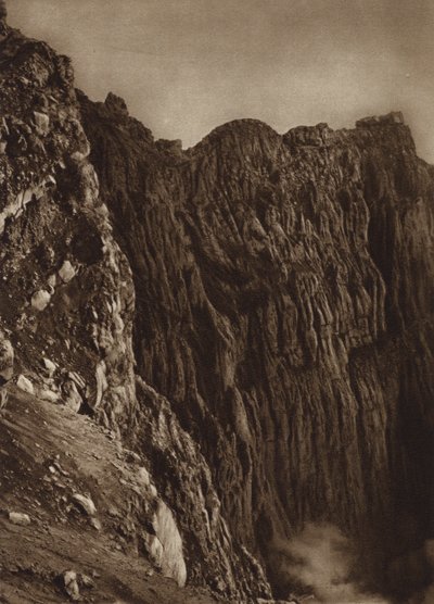 México: A cratera de Popocatepetl (fotografia a preto e branco) de Hugo Brehme