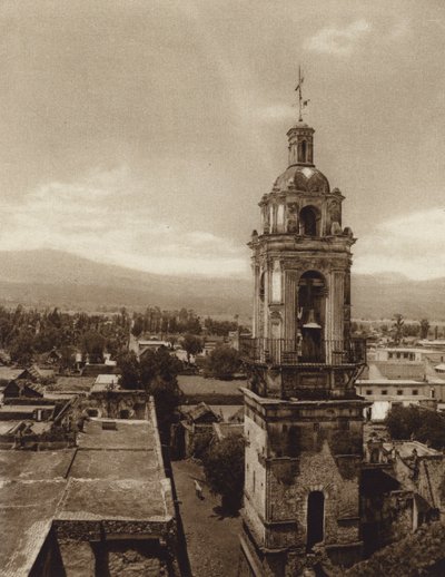 México: Igreja de Xochimilco (fotografia a preto e branco) de Hugo Brehme