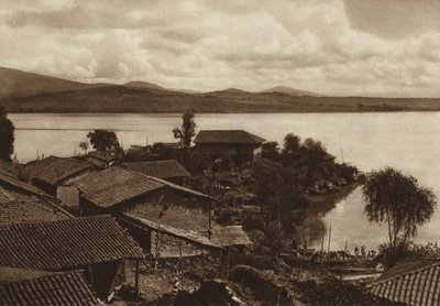 México: Lagoa Patzcuaro, Ilha Xanicho (fotografia a preto e branco) de Hugo Brehme