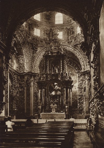 México: Puebla, Capela da Igreja de São Domingos (fotografia a preto e branco) de Hugo Brehme