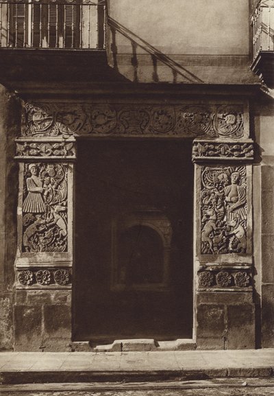 México: Puebla, Casa na Avenida 3 Oriente no 1 (fotografia a preto e branco) de Hugo Brehme